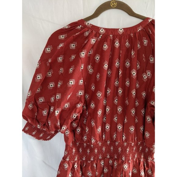 NWT Anthropologie Felipa Maxi Dress M Smocked Red - Picture 5 of 12